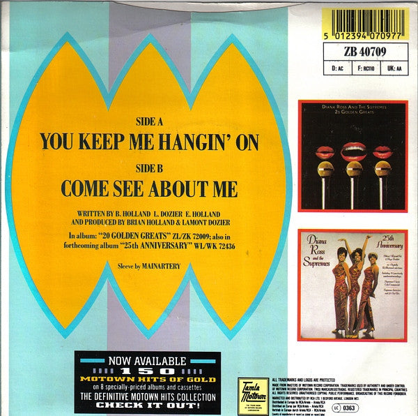 Supremes - You Keep Me Hangin' On - Used Vinyl Record 7" image 2
