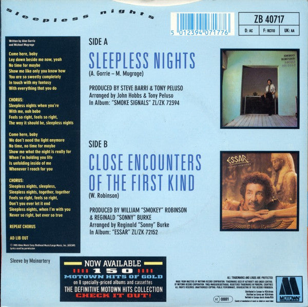 Smokey Robinson - Sleepless Nights - Used Vinyl Record 7" image 2