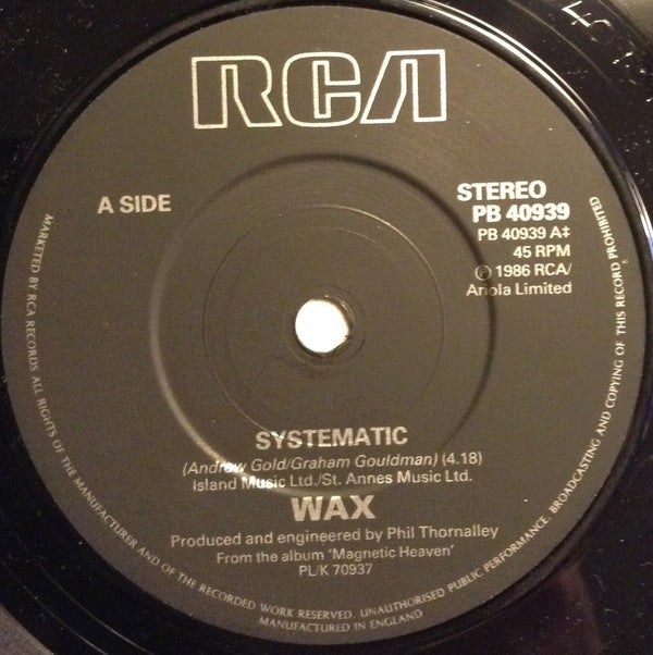 Wax - Systematic - Used Vinyl Record 7" image 3
