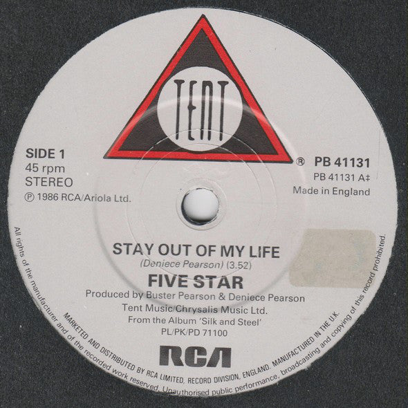 Five Star - Stay Out Of My Life - Used Vinyl Record 7" image 3