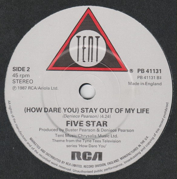 Five Star - Stay Out Of My Life - Used Vinyl Record 7" image 8
