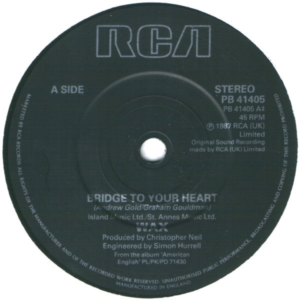 Wax - Building A Bridge To Your Heart - Used Vinyl Record 7" image 7