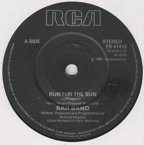 RAH Band - Run 4 The Sun - Used Vinyl Record 7" image 3
