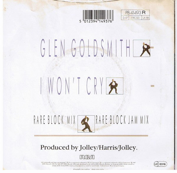 Glen Goldsmith - I Won't Cry - Used Vinyl Record 7" image 2