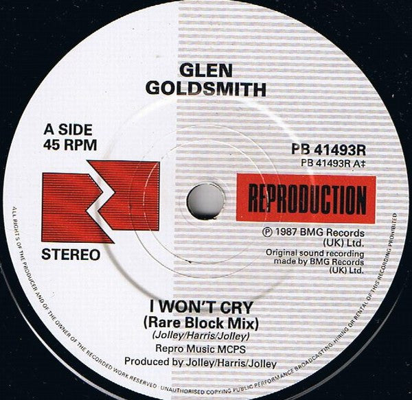 Glen Goldsmith - I Won't Cry - Used Vinyl Record 7" image 7