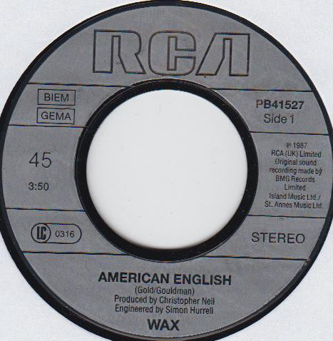 Wax - American English - Used Vinyl Record 7" image 3
