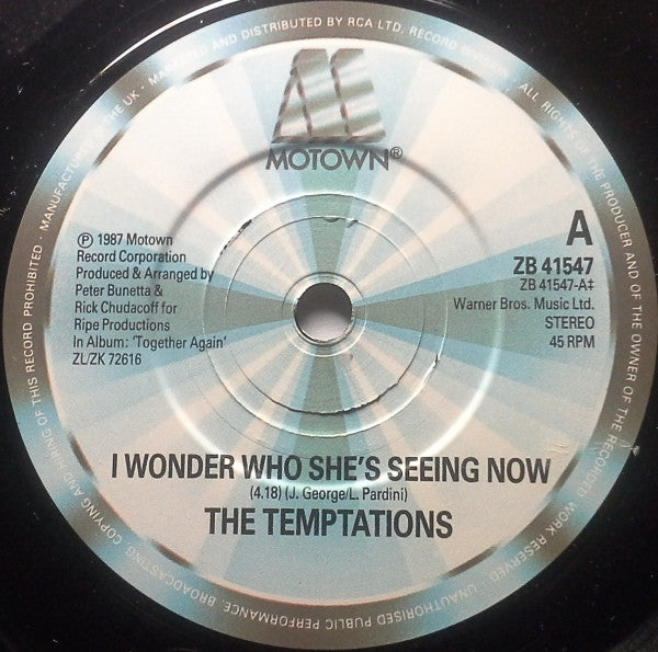 Temptations - I Wonder Who She's Seeing Now - Used Vinyl Record 7" image 3