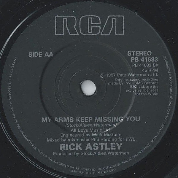 Rick Astley - When I Fall In Love / My Arms Keep Missing You - Used V image 4
