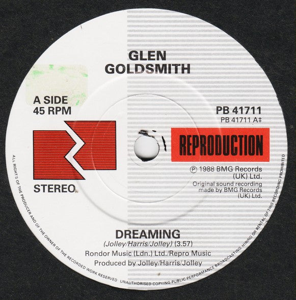 Glen Goldsmith - Dreaming - Used Vinyl Record 7" image 3