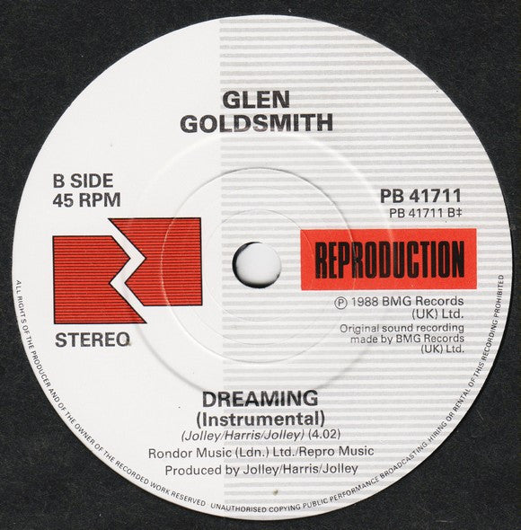 Glen Goldsmith - Dreaming - Used Vinyl Record 7" image 8