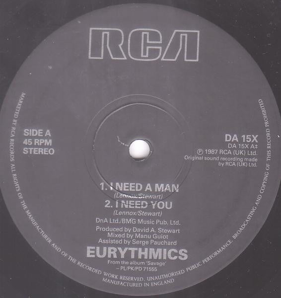 Eurythmics - I Need A Man - Used Vinyl Record 7" image 4