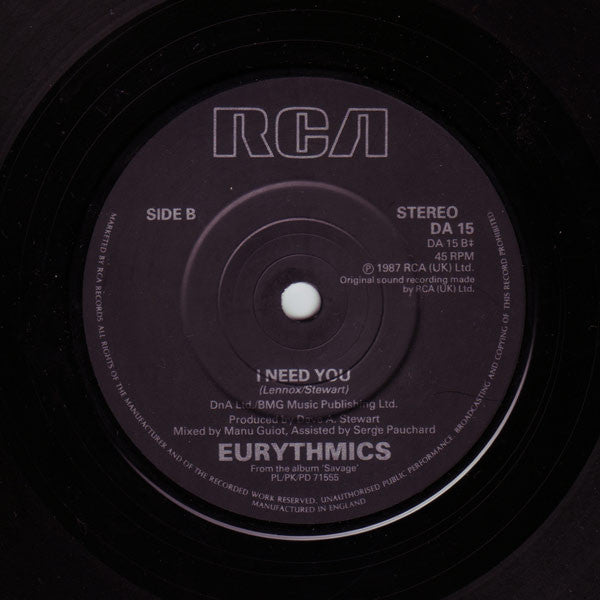 Eurythmics - I Need A Man - Used Vinyl Record 7" image 8