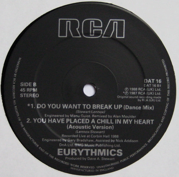 Eurythmics - You Have Placed A Chill In My Heart - Used Vinyl Record 12 image 4