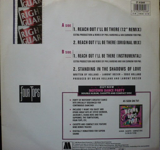 Four Tops - Reach Out I'll Be There (`88 Remix) - Used Vinyl Record 12" image 4
