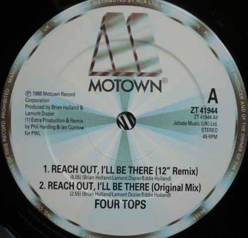 Four Tops - Reach Out I'll Be There (`88 Remix) - Used Vinyl Record 12" image 6