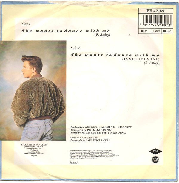 Rick Astley - She Wants To Dance With Me - Used Vinyl Record 7" image 6