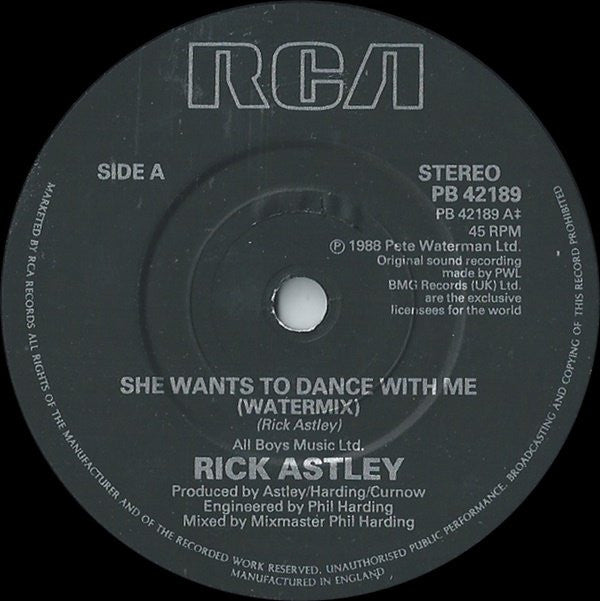 Rick Astley - She Wants To Dance With Me - Used Vinyl Record 7" image 7