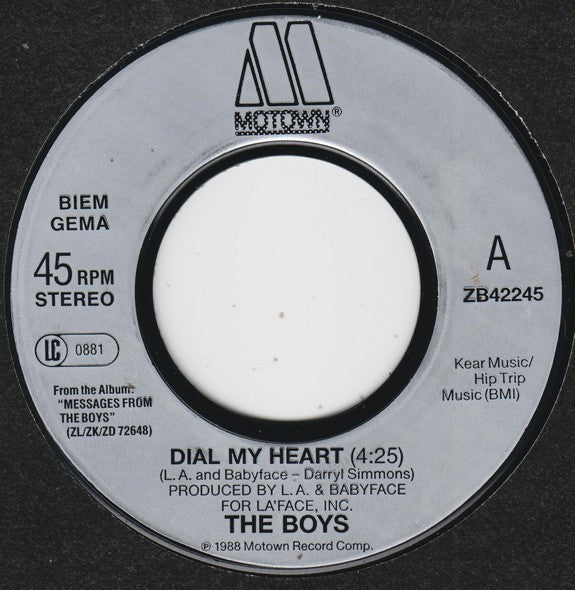 Boys - Dial My Heart - Used Vinyl Record 7" image 3