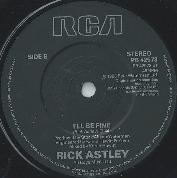 Rick Astley - Take Me To Your Heart - Used Vinyl Record 7" image 4