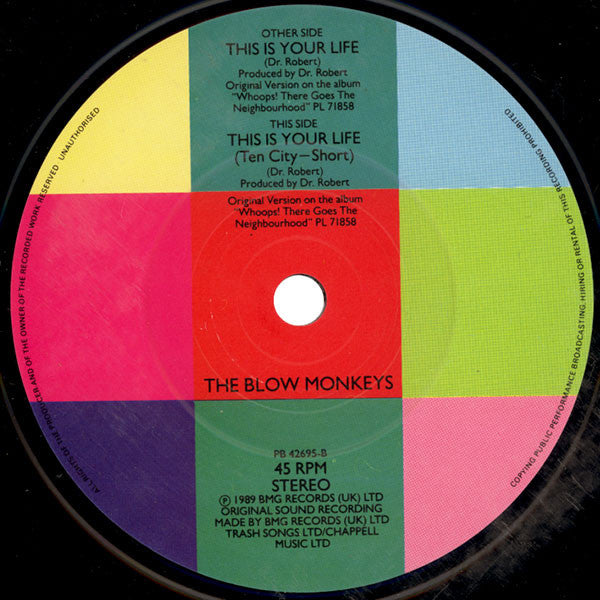 Blow Monkeys - This Is Your Life - Used Vinyl Record 7" image 4