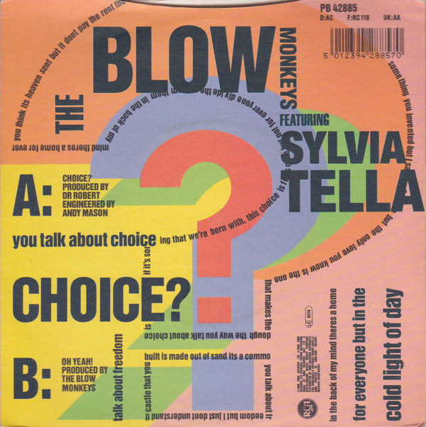 Blow Monkeys - Choice? - Used Vinyl Record 7" image 6