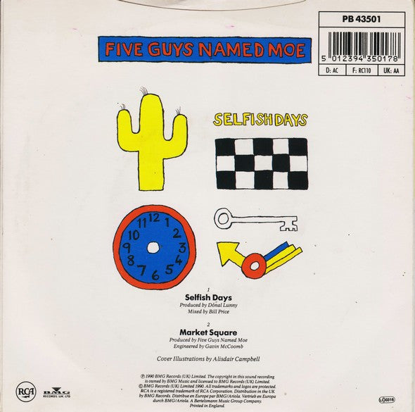 Five Guys Named Moe - Selfish Days - Used Vinyl Record 7" image 2