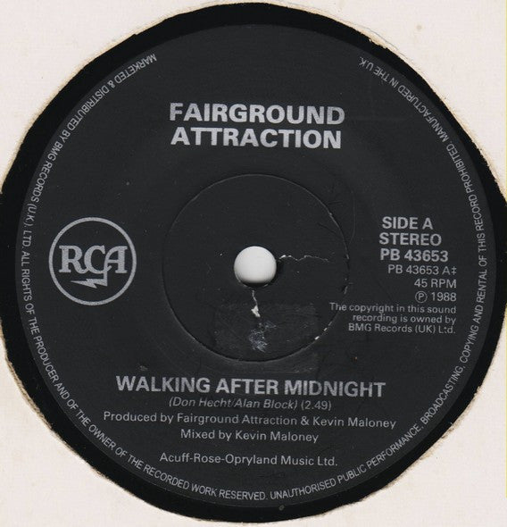 Fairground Attractio - Walking After Midnight - Used Vinyl Record 7" image 3