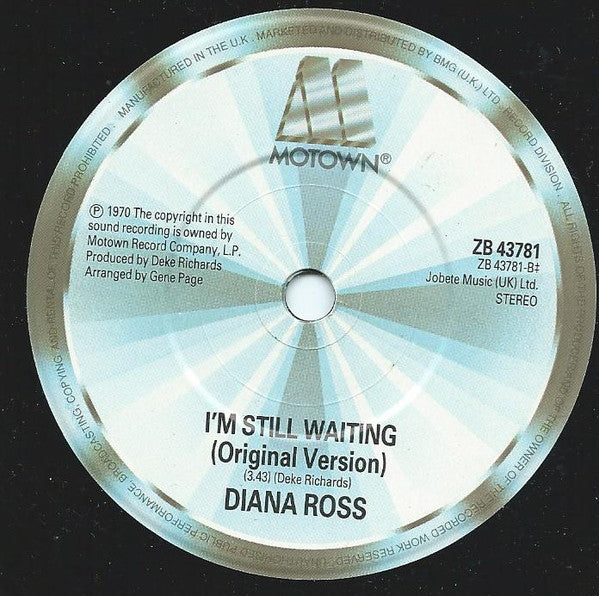 Diana Ross - I'm Still Waiting - Used Vinyl Record 7" image 4