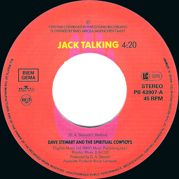 Dave Stewart And The - Jack Talking - Used Vinyl Record 7" image 3