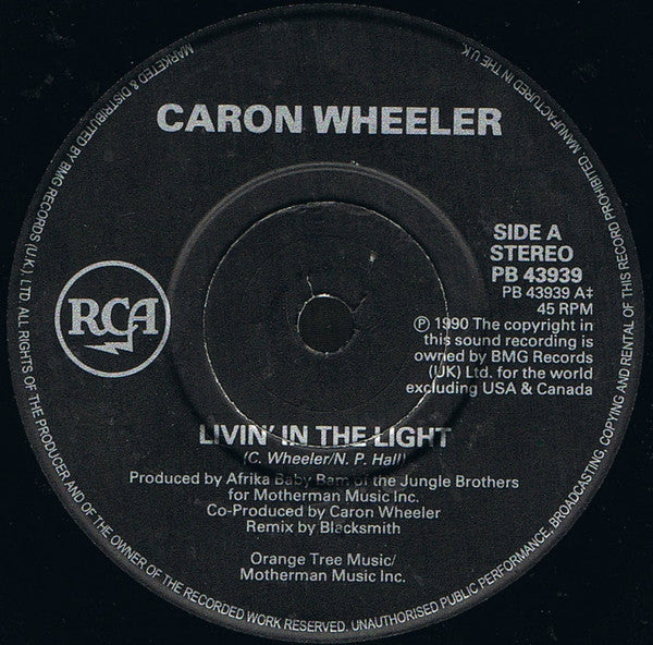 Caron Wheeler - Livin' In The Light - Used Vinyl Record 7" image 3