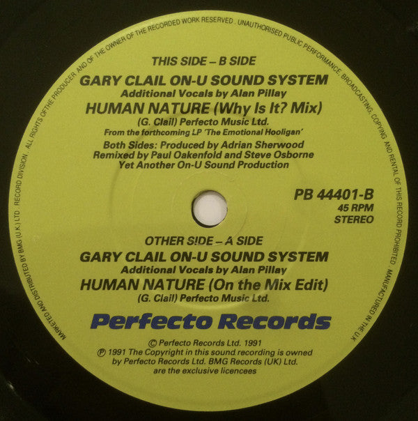 Gary Clail & On-U So - Human Nature - Used Vinyl Record 7" image 4