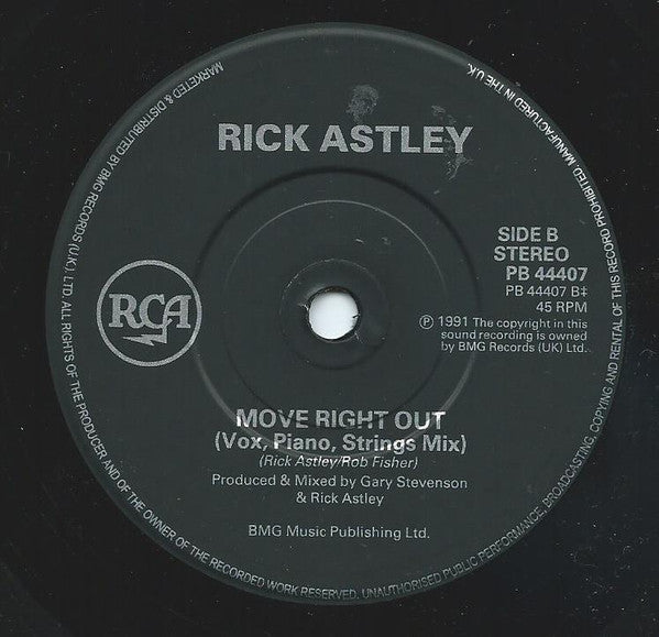 Rick Astley - Move Right Out - Used Vinyl Record 7" image 3