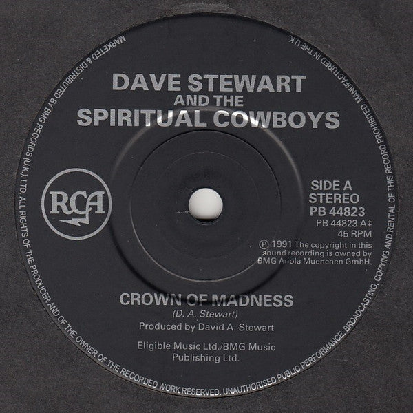 Dave Stewart And The - Crown Of Madness - Used Vinyl Record 7" image 3