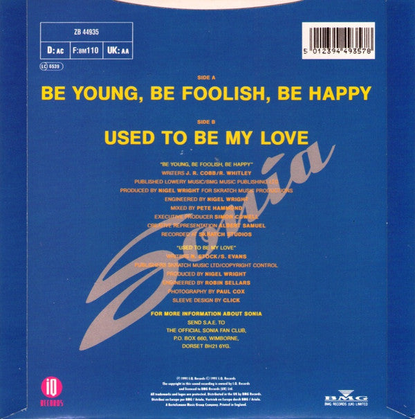 Sonia - Be Young, Be Foolish, Be Happy - Used Vinyl Record 7" image 2
