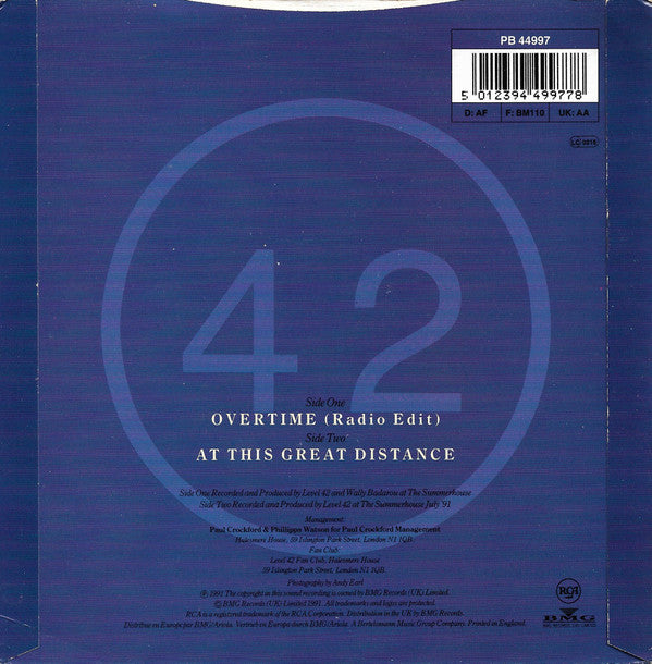 Level 42 - Overtime - Used Vinyl Record 7" image 6