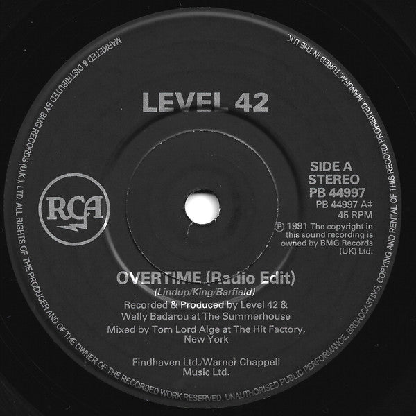 Level 42 - Overtime - Used Vinyl Record 7" image 7