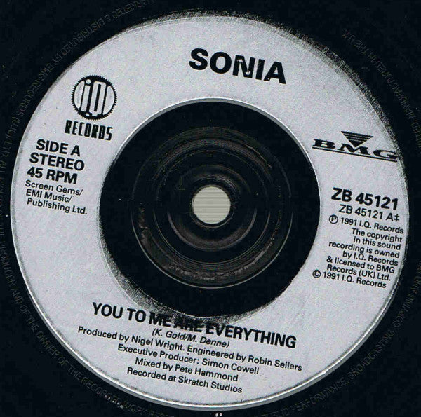 Sonia - You To Me Are Everything - Used Vinyl Record 7" image 3