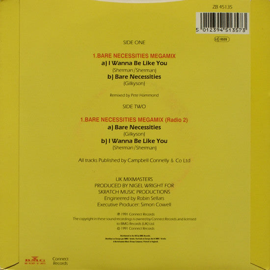 UK Mixmasters - Bare Necessities Megamix - Used Vinyl Record 7" image 2