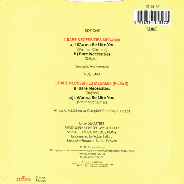 UK Mixmasters - Bare Necessities Megamix - Used Vinyl Record 7" image 6