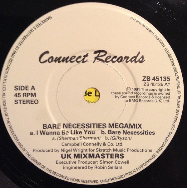 UK Mixmasters - Bare Necessities Megamix - Used Vinyl Record 7" image 7
