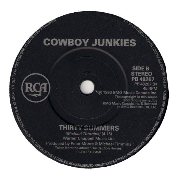 Cowboy Junkies - 'Cause Cheap Is How I Feel - Used Vinyl Record 7" image 8