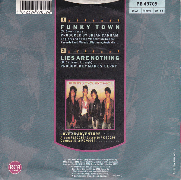 Pseudo Echo - Funky Town - Used Vinyl Record 7" image 2