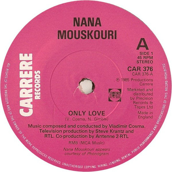 Nana Mouskouri - Only Love - Used Vinyl Record 7" image 3