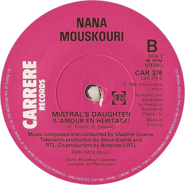 Nana Mouskouri - Only Love - Used Vinyl Record 7" image 4