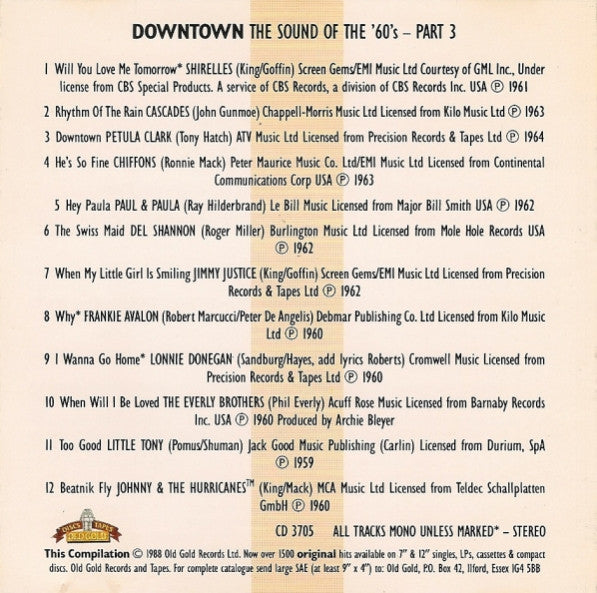 Various - Downtown - The Sound Of The 60's - Part 3 - Used CD image 4