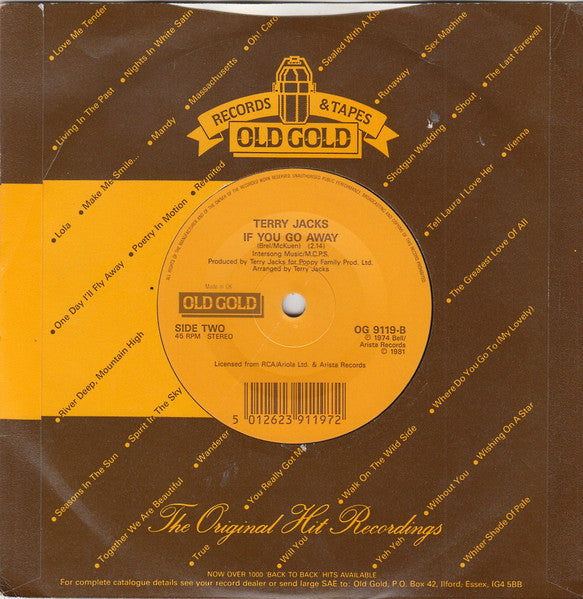 Terry Jacks - Seasons In The Sun - Used Vinyl Record 7" image 2