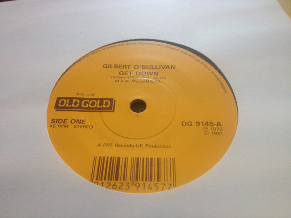 Gilbert O'Sullivan - Get Down / Nothing Rhymed - Used Vinyl Record 7" image 1