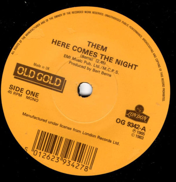 m - Here Comes The Night / Love Like A Man - Used Vinyl Record 7" image 3