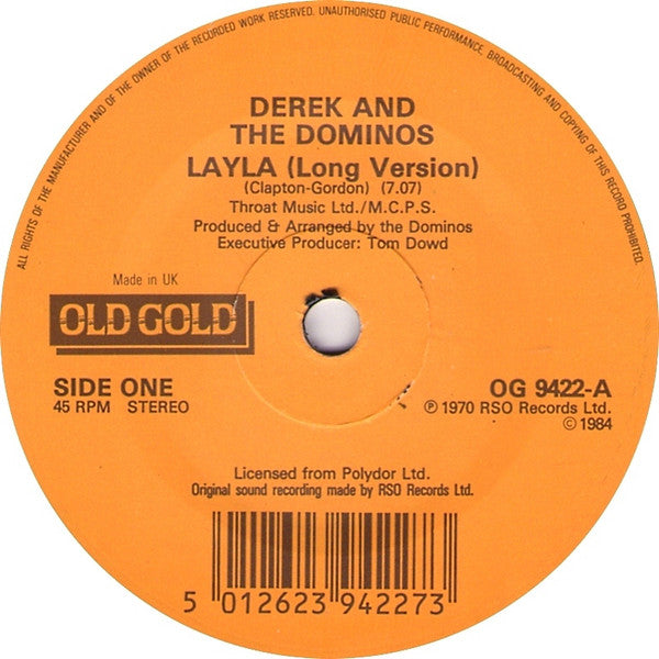 Derek & The Dominos - Layla / Only You Know And I Know - Used Vinyl R image 3