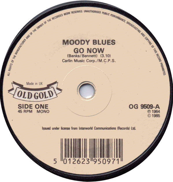 Moody Blues - Go Now - Used Vinyl Record 7" image 1